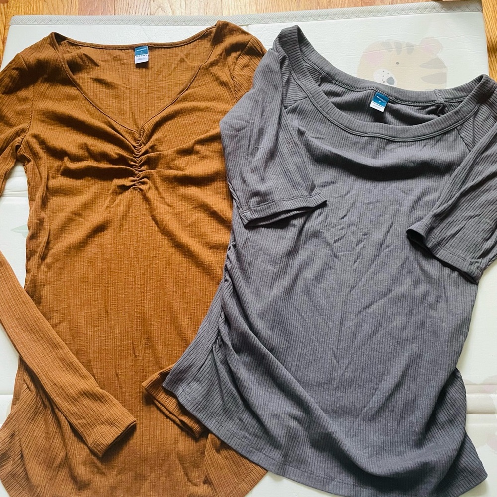 Old Navy Women's Maternity Long Sleeve Tops - Brown and Gray